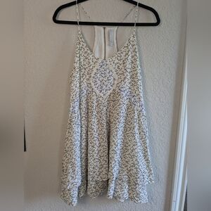 Paper Crane Tunic Mini Dress Floral Spaghetti Strap White Size S Cottagecore
